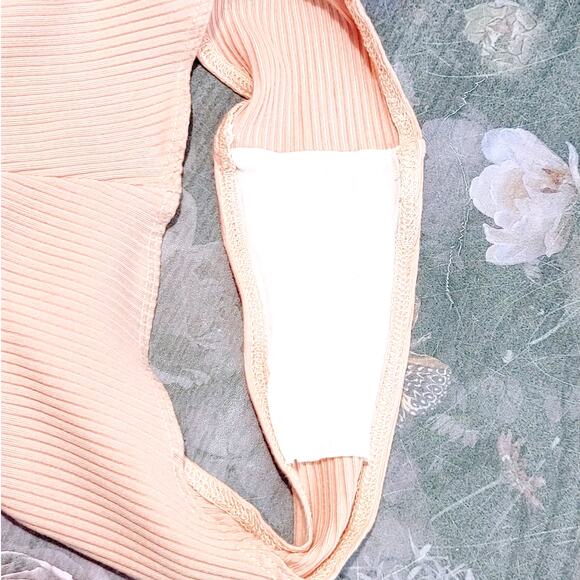 Reformation Macey Bodysuit Sleeveless Tie Shoulder Ribbed Soft Pink Womens Sz S - Picture 10 of 10